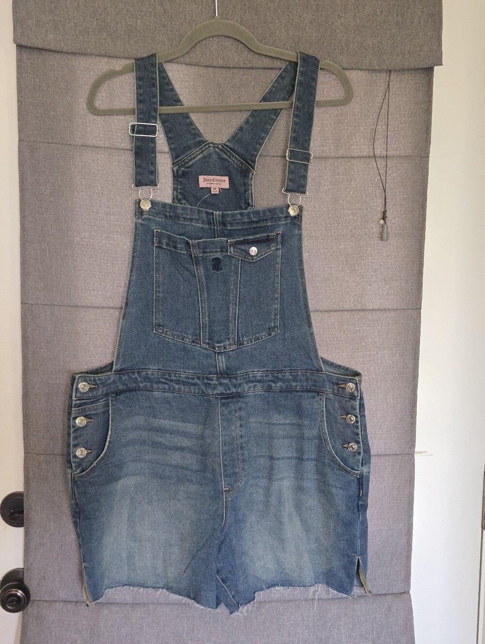 Juicy Couture Blue Denim Shortalls Short Overalls XXL New Without Tags